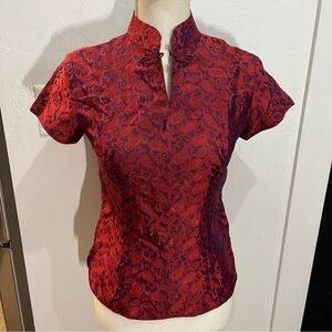 Rose Boutique Red & Purple Paisley Top Sm